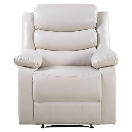 Leather Power Recliner with Pillow Top Armrest in Beige