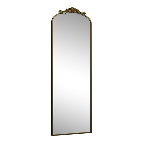 Gold Arched Full Length Mirror 65x22, Baroque Inspired Vintage Body Mirror for Wall