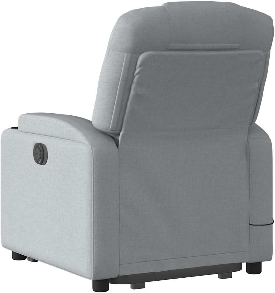 Electric Lift Massage Recliner Chair - Light Gray Fabric, Power Lift-Up & Reclining, 6-Point