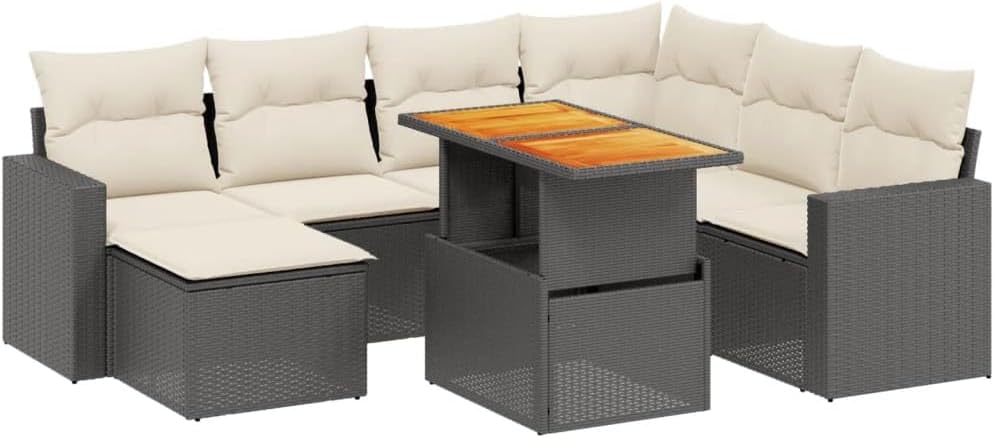 Garden Sofa Set, Patio Furniture Outdoor Chairs, 8 Piece Rattan Set, Table