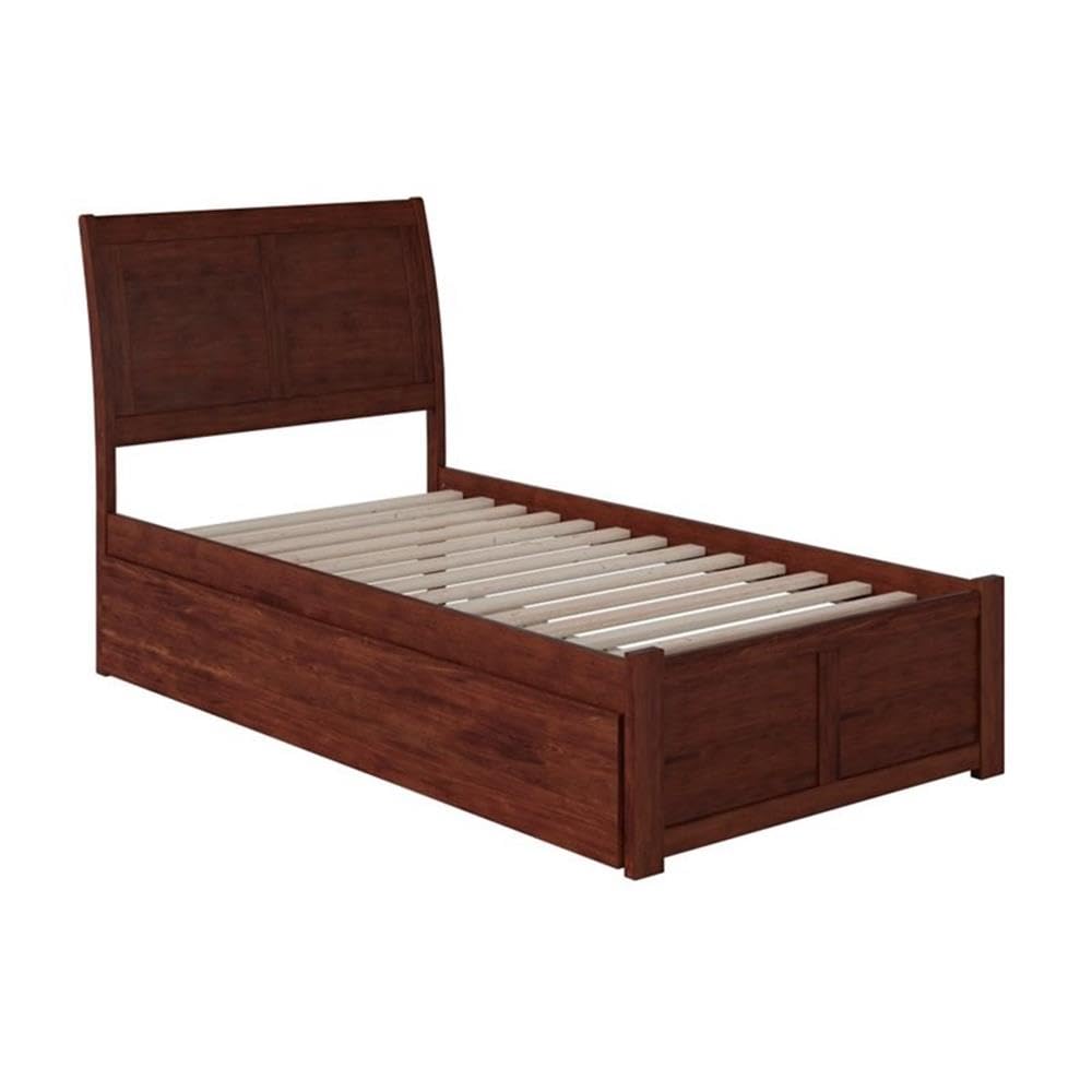 Wood Bed with Twin XL Trundle in Walnut