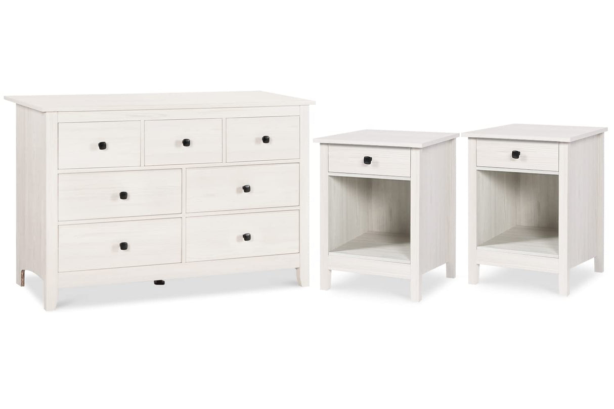 Dresser and Nightstand Set - 3 Pieces Bedroom Set with 7 Drawer Dresser and 1 Drawer