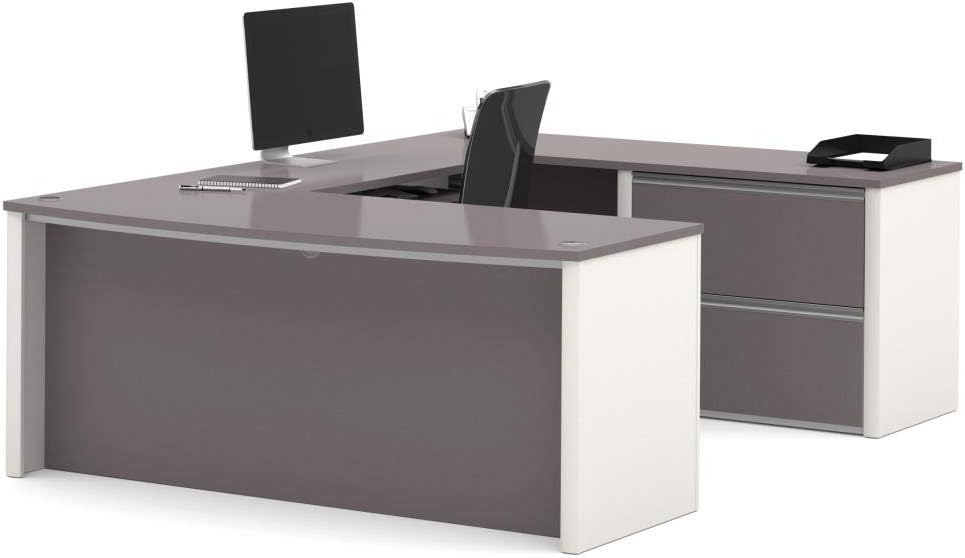 Connexion U-Shaped Executive Desk with Lateral File Cabinet, 72W, Slate/Sandstone