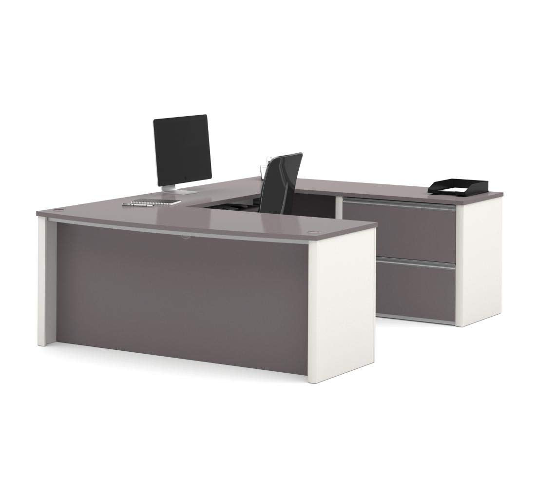 Connexion U-Shaped Executive Desk with Lateral File Cabinet, 72W, Slate/Sandstone