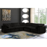 634Black-Sec5C Cozy Collection Contemporary Fiber Filled Comfort Overstuffed Velvet