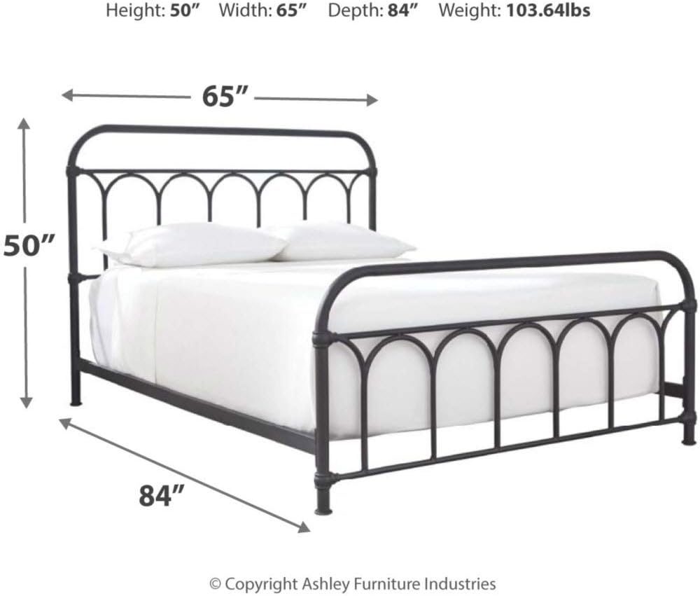 Nashburg Farmhouse Industrial Queen Metal Bed with Powdercoated Finish,