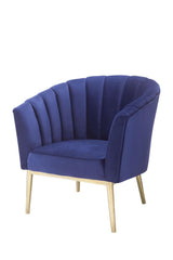 Colla Velvet Upholstery Accent Chair in Midnight Blue and Gold