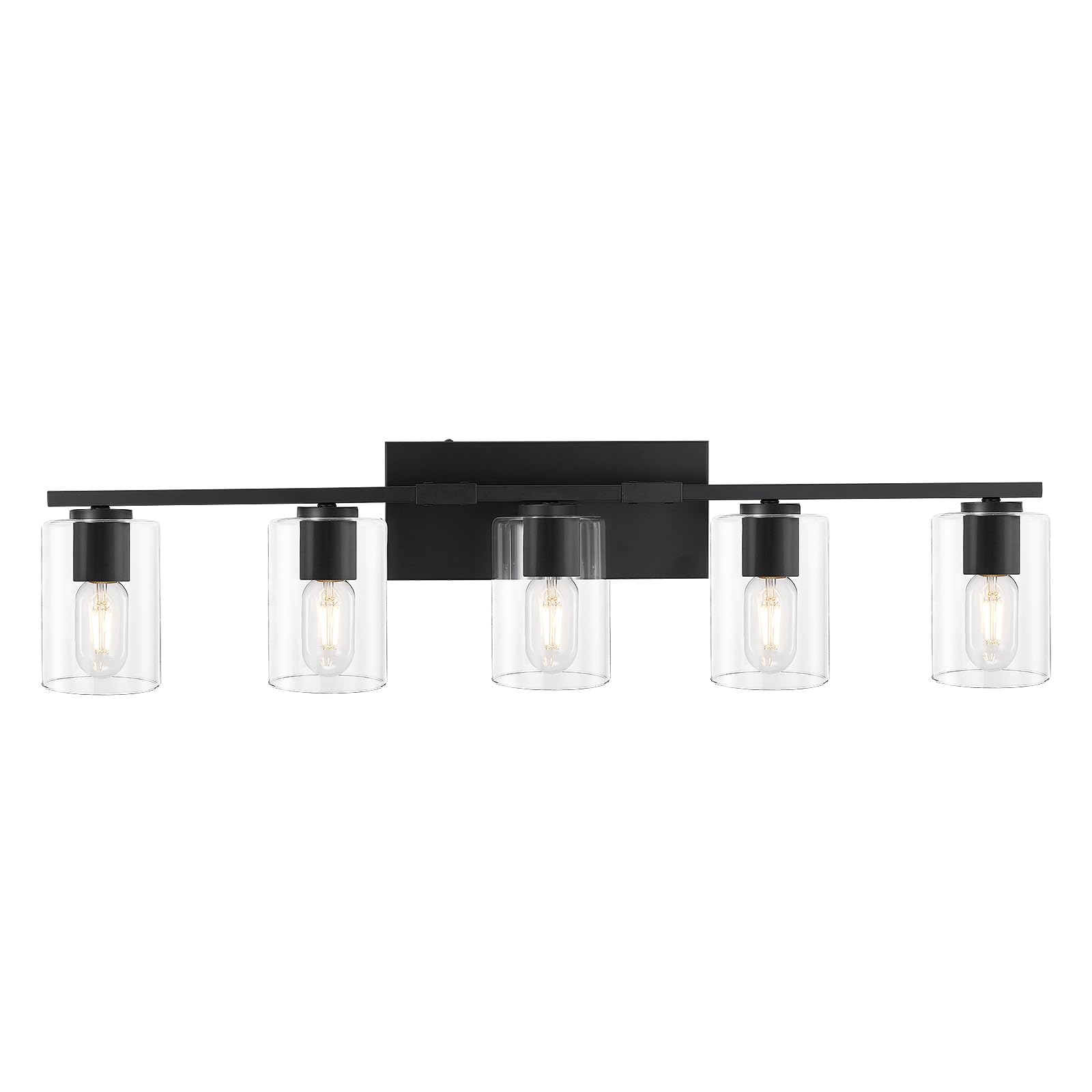 5 Light Vanity Light Fixture - Bathroom Vanity Lights Above Mirror - Matte Black