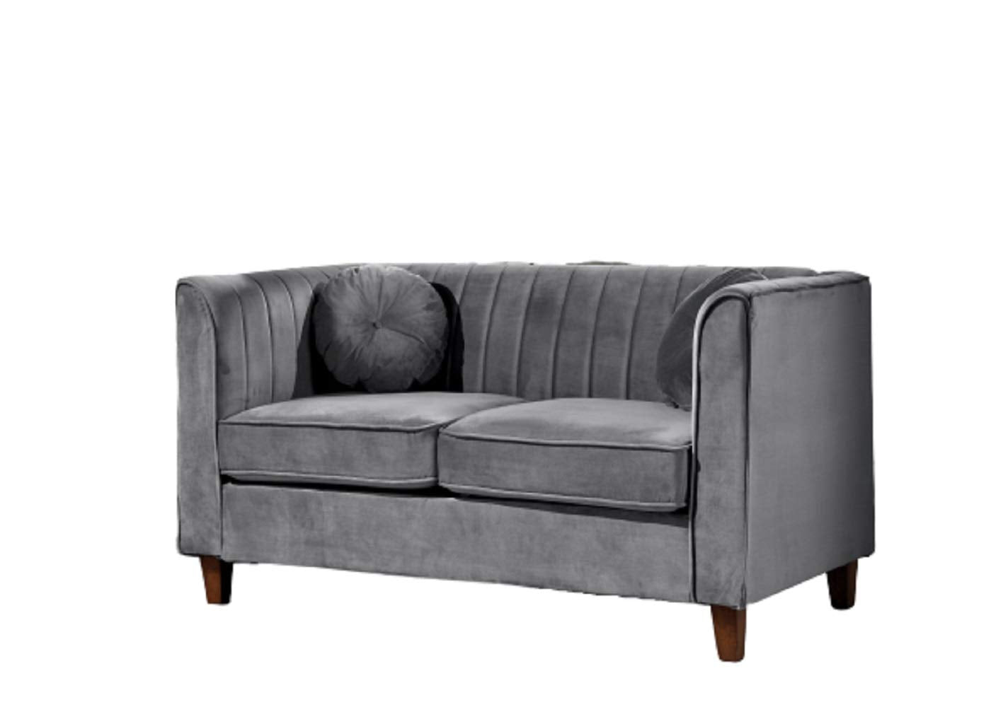 55" Chesterfield Velvet Loveseat with Vertical Channel Tufted Backrest