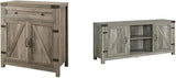 Cass Modern Farmhouse Double Barn Door Accent Cabinet, 30 Inch, Rustic Oak
