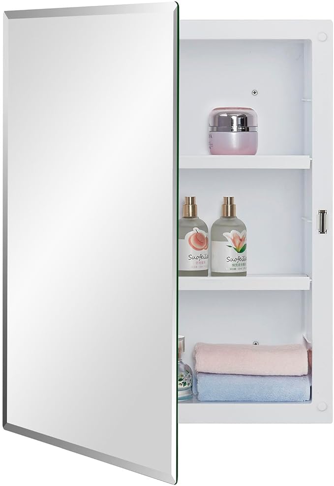 Plastic Medicine Mirror Cabinet for Bathroom 16 x 26 inch