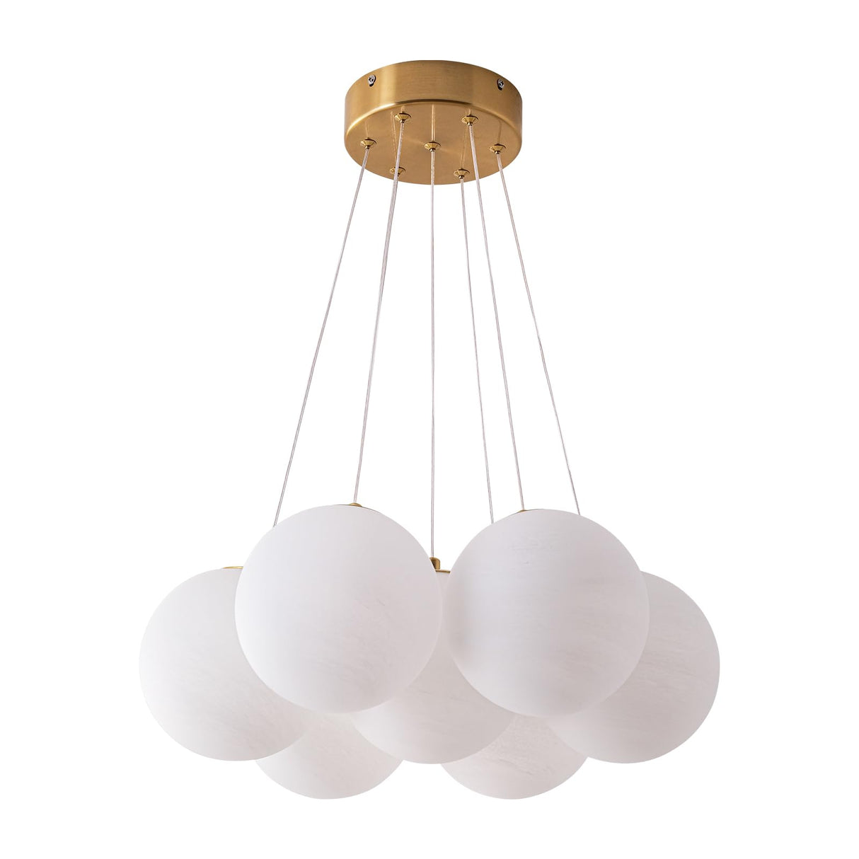 7-Lights Milk Glass Bubble Chandeliers Lighting, Modern Nordic Large Globe Chandelier