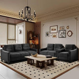 Sectional Sofa 3Pieces, Living Room Furniture Sets, Modern Style Include 7-Seater Loveseat/Armchair, Velvet Button Tufted Sofas&Couches for Bedroom, Office, Black-h615