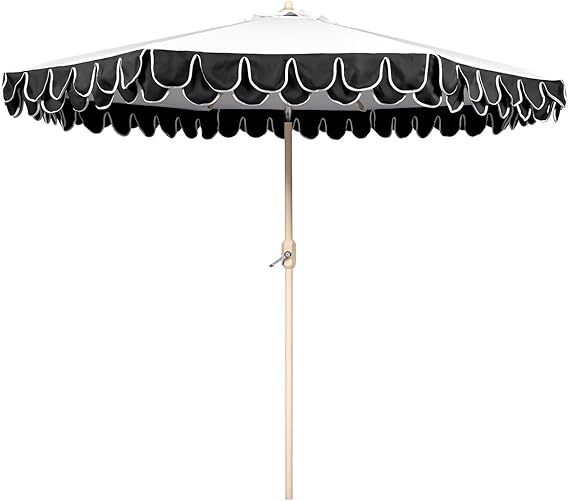 9Ft Elegant Valance Patio Umbrella, Outdoor Umbrellas for Patio with Tilt and Crank Systerm