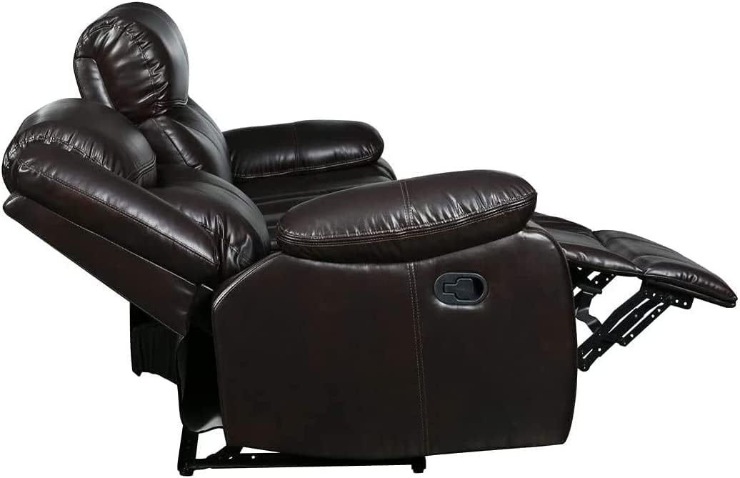 Marsden Modern Leather Air Reclining Living Room Loveseat, Brown