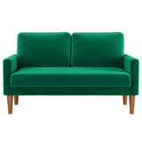 Loveseat Small Sofa, 55" Couch Mid Century Modern Velvet Couch for Small Spaces, Bedroom and Living Room, Easy to Install, Green