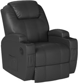 Rocker Recliner Chair with Massage for Elderly, Leather Adjustable 360°Swivel Rocking