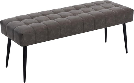 44.5”Bedroom Bench, Modern Faux Leather End of Bed Bench with Metal Legs