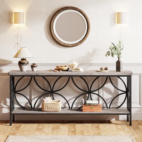 70.9" Industrial Console Table with Storage Shelves