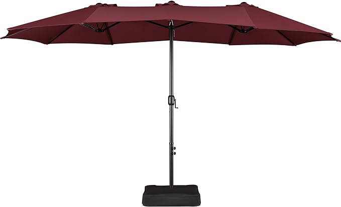 15 ft Triple-size Patio Umbrella w/Base Includedatio Parasol w/Easy Crank &