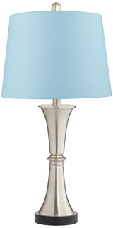 Seymore Modern Table Lamps 26" Tall Set of 2 with USB Charging Port Silver