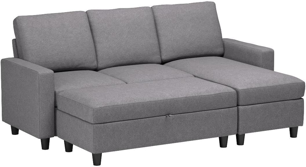 Reversible Sectional Couch with Ottoman L-Shaped Sofa for Small Spaces Sectional Sofa