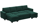 Modular Sectional Sleeper Sofa with Pull Out Bed Velvet Convertible U Shaped Sectional