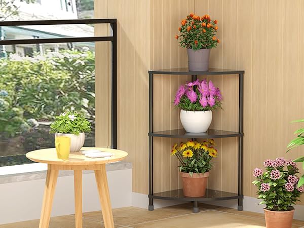 Corner Plant Stand Shelf, 5 Tier Tall Shelf Plant Stand for Indoor Plants, Rustic Brown