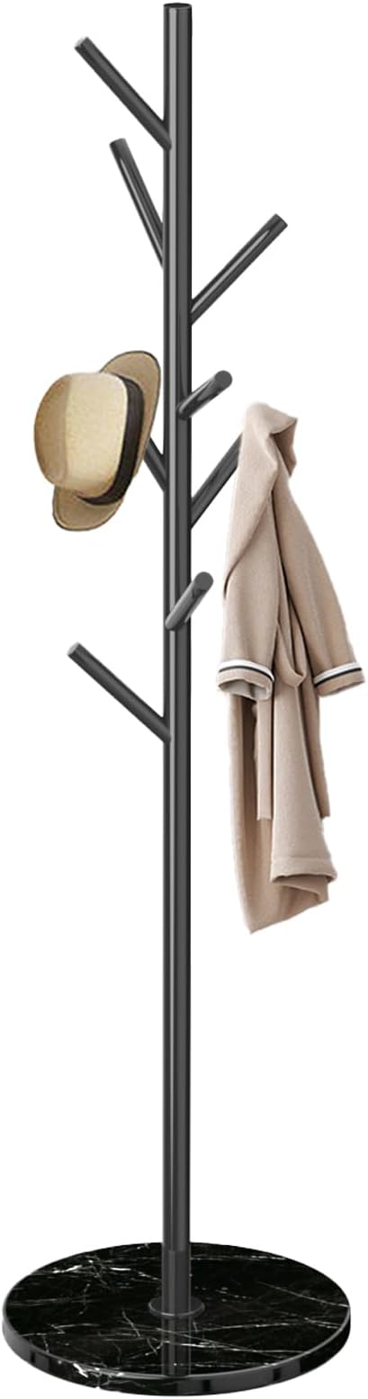 Coat Rack with Natural Marble Base, Solid Stainless Steel Coat Rack Freestanding