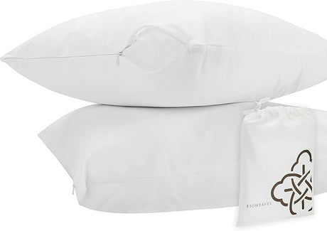 100% Organic Cotton Breathable Pillow Protectors GOTS Certified with Zipped Closure – Standard