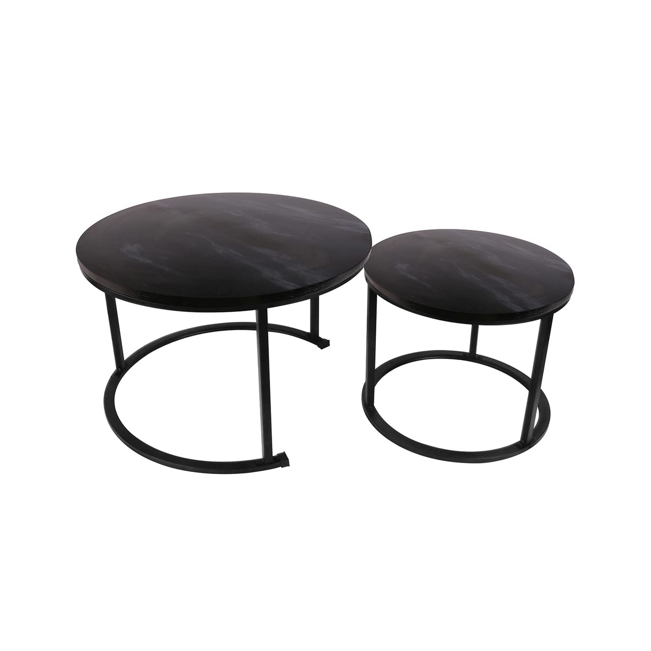 Round Nesting Coffee Table Set of 2,Waterproof Faux Marble Wood Top