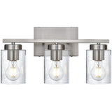 Bathroom Vanity Light,3 Light Brushed Nickel Light Fixture with Thickened Seeded Glass