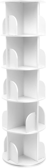 Rotating Bookshelf, Freestanding Storage Shelf, 360° Rotating White Bookshelf Round Bookcase