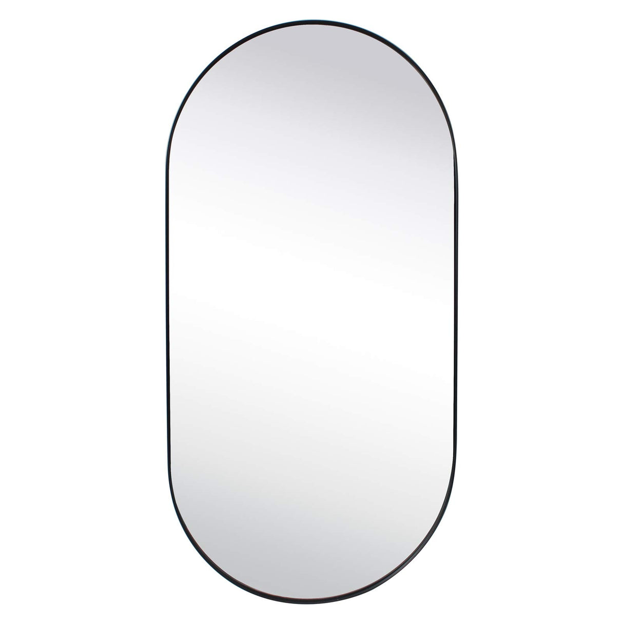 Black Oval Bathroom Mirror 20x40'' Pill Shaped Oblong Vanity Mirror Metal Framed