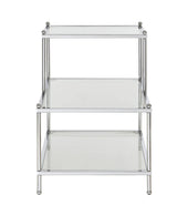 Royal Crest 3 Tier Step End Table, Clear Glass / Chrome Frame