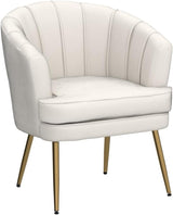 Accent Chair, Modern Velvet Chair Upholstered Tufted Arm Chair with Gold Metal Legs