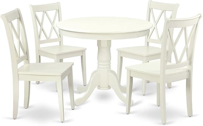 ANCL3-MAH-W Antique 3 Piece Dinette Set for Small Spaces Contains a Round