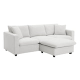 ERYE L-Shape Reversible Modular Sectional Sofa Couch,Cushions 4 Seaters Convertible Sofa&Couch Corner Leisure Cloud Sofá with Movable Ottoman & 2 Pillows for Living Room, 101", White-9023