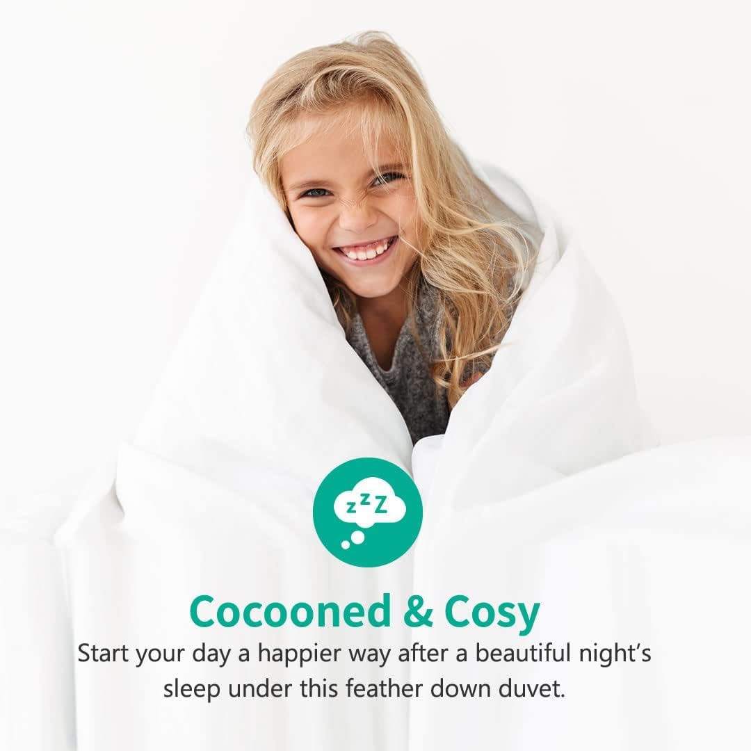 APSMILE Goose Feathers Down Comforter Queen Size, Hotel Collection All Season Duvet Insert, 750 Fill-Power, Ultra-Soft Fluffy Medium Warmth, Baffle Box Quilted with Corner Tabs (90x90, White)