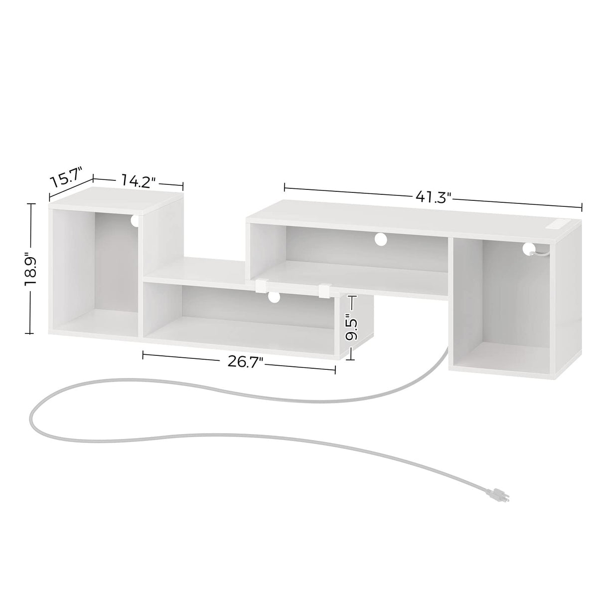 TV Stand, Deformable TV Stand with LED Strip & Power Outlets