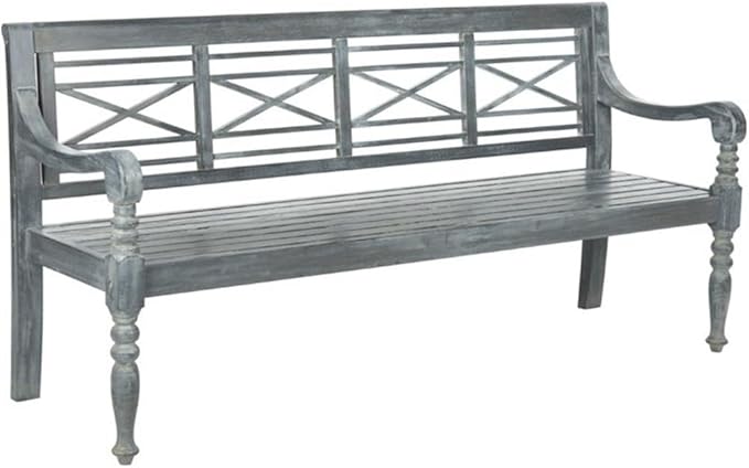 Patio Collection Martin Adirondack Acacia Wood Bench, Ash Grey