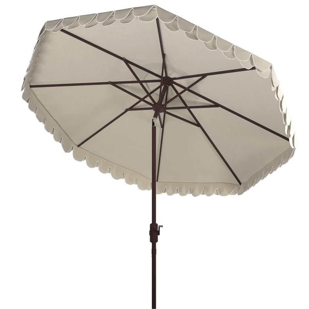 Outdoor Elegant Valance Beige and White 11-foot Round UV Protected Umbrella