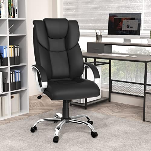 Office Chair, 350lbs Executive Leather Chair Home Office Desk Chairs, Ergonomic Computer Gaming Chair with Arm Padded