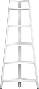 Corner Shelf White, 5 Tier Bookshelf, 70.8 Inch Tall Bookcase,