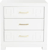 Raina Three Drawer Greek Key Night Stand, 0, Navy