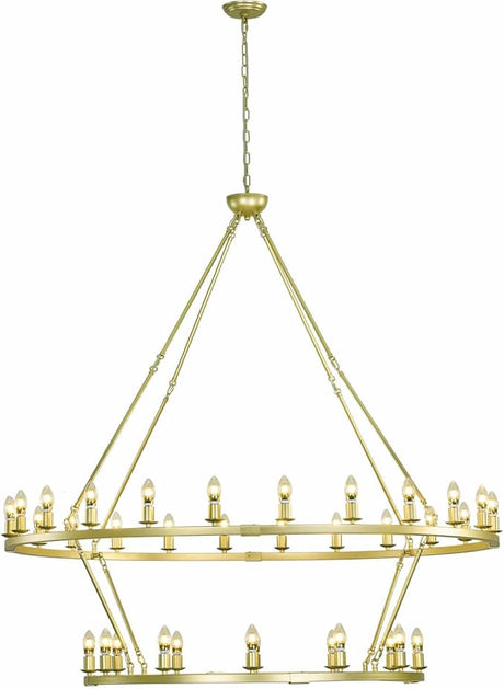 Modern Metal Chromed Chandelier,24-Light 53 inch Luxury Sand Gold Wagon Wheel