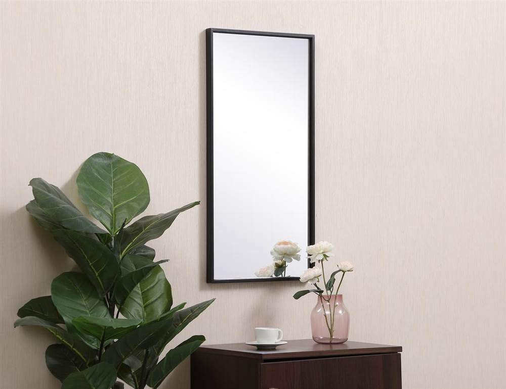 Elegant Decor Monet Home Office Decorative Rectangle Framed Wall Mirror, 28" L x 14" H - Black