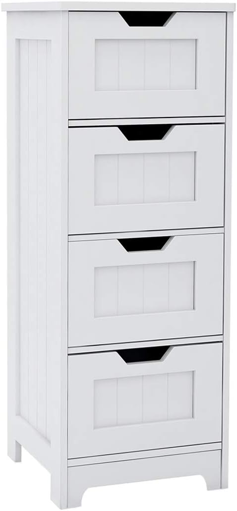 Bathroom Floor Cabinet White Freestanding Storage Organizer Cabinet