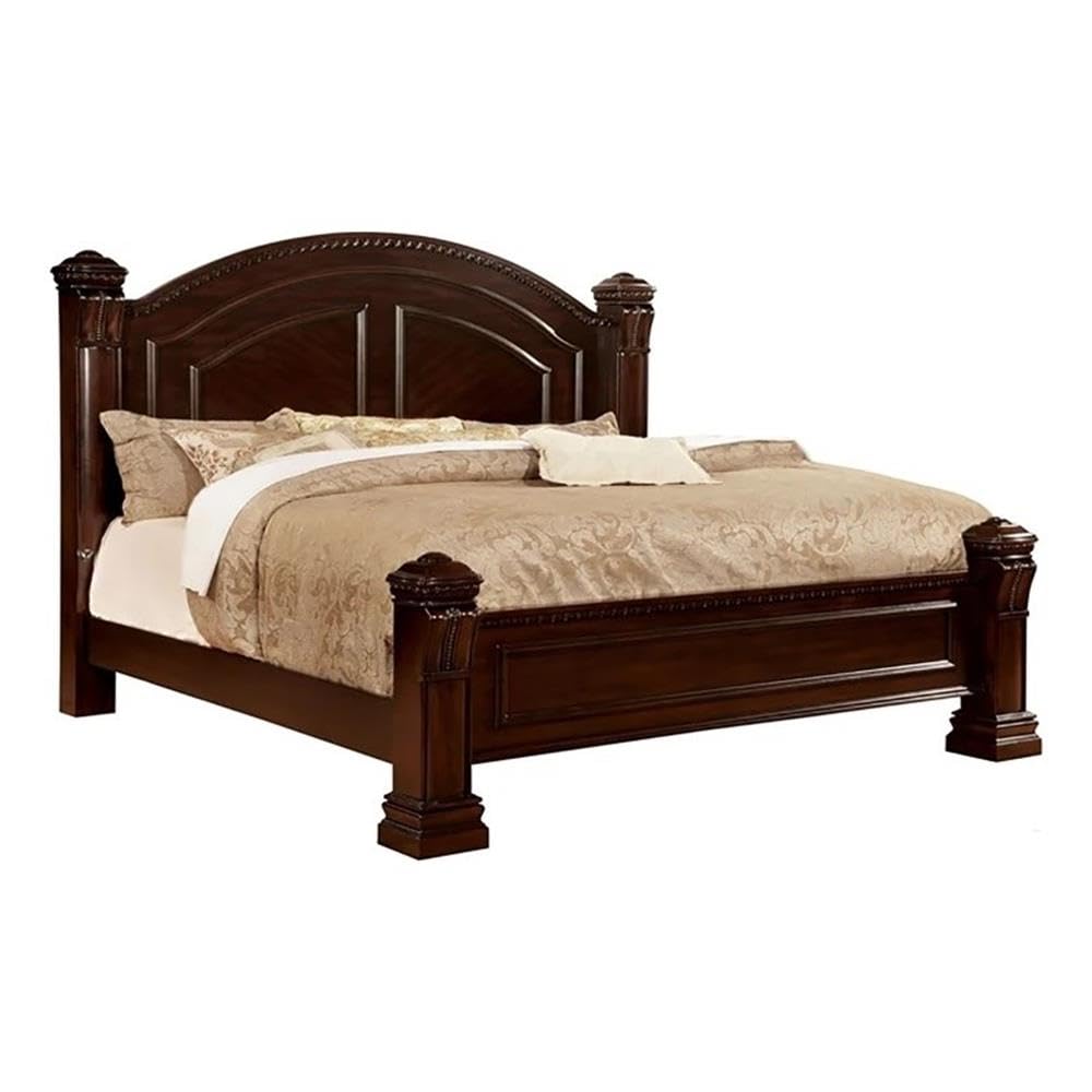 Traditional Cherry Wood King Panel Bed with Slat Kit