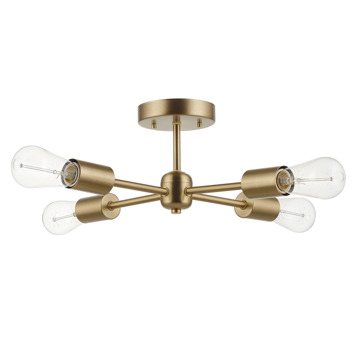 4-Light Matte Brass Flush Mount Dining Light Fixture, E26 Bulb, Ceiling Bedroom Light,